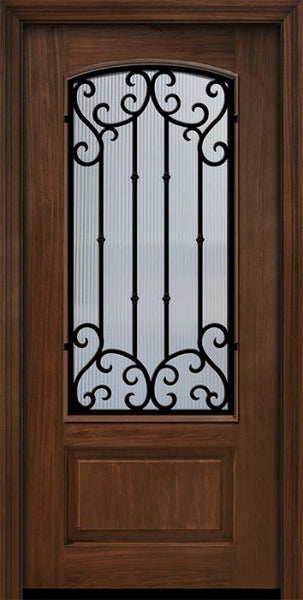 WDMA 36x80 Door (3ft by 6ft8in) Exterior Cherry Pro 80in 1 Panel 3/4 Arch Lite Valencia Door 1