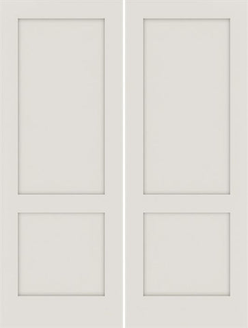 WDMA 36x84 Door (3ft by 7ft) Interior Swing Smooth 84in Primed 2 Panel Shaker Double Door|1-3/8in Thick 1