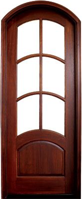 WDMA 36x96 Door (3ft by 8ft) Exterior Swing Mahogany Aberdeen TDL 6 Lite Single Door/Arch Top 1