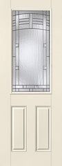 WDMA 36x96 Door (3ft by 8ft) Exterior Smooth Fiberglass Impact Door 8ft 1/2 Lite Maple Park 1