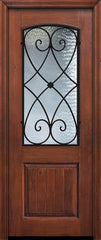 WDMA 36x96 Door (3ft by 8ft) Exterior Knotty Alder IMPACT | 96in 1 Panel 2/3 Arch Lite Charleston Door 1