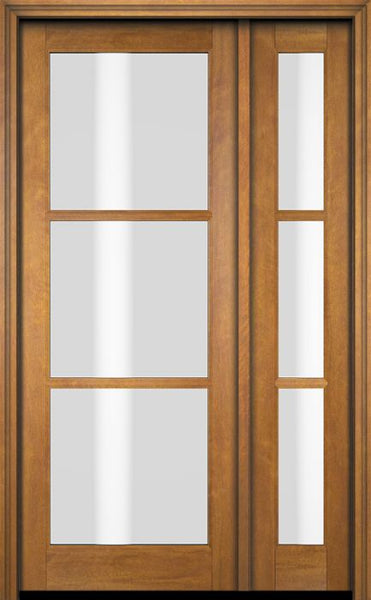 WDMA 38x80 Door (3ft2in by 6ft8in) Exterior Swing Mahogany 3 Lite TDL Single Entry Door Sidelight 1