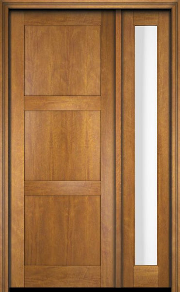 WDMA 38x80 Door (3ft2in by 6ft8in) Exterior Swing Mahogany Modern 3 Flat Panel Shaker Single Entry Door Sidelight 1