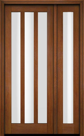 WDMA 38x80 Door (3ft2in by 6ft8in) Exterior Swing Mahogany Modern Slim 3 Glass Shaker Single Entry Door Sidelight 4