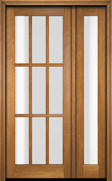 WDMA 38x80 Door (3ft2in by 6ft8in) Exterior Swing Mahogany 9 Lite TDL Single Entry Door Full Sidelight 1