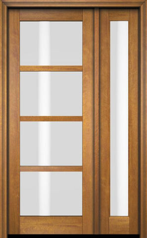 WDMA 38x80 Door (3ft2in by 6ft8in) Exterior Swing Mahogany 4 Lite Windermere Shaker Single Entry Door Sidelight 1