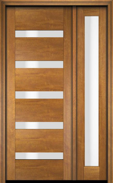 WDMA 38x80 Door (3ft2in by 6ft8in) Exterior Swing Mahogany Modern Slimlite 501 Shaker Single Entry Door Sidelight 1