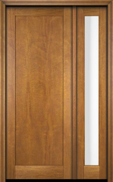 WDMA 38x80 Door (3ft2in by 6ft8in) Exterior Swing Mahogany Modern Full Flat Panel Shaker Single Entry Door Sidelight 1