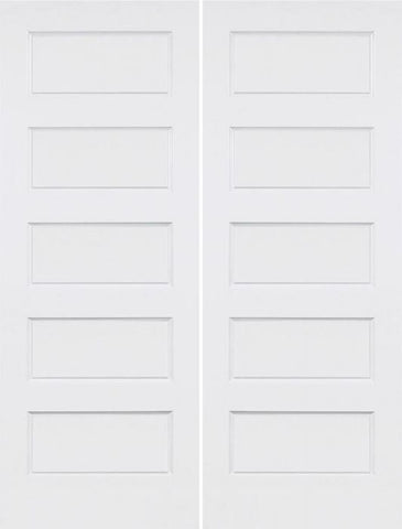 WDMA 40x80 Door (3ft4in by 6ft8in) Interior Swing Smooth 80in Conmore 5 Panel Shaker Hollow Core Double Door|1-3/8in Thick 1