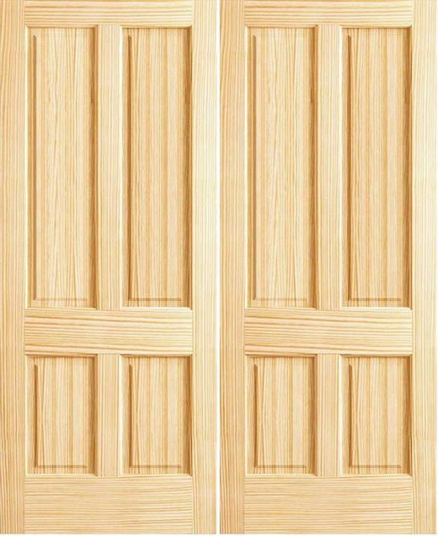 WDMA 40x80 Door (3ft4in by 6ft8in) Interior Swing Pine 4 Panel Radiata Double Door 1