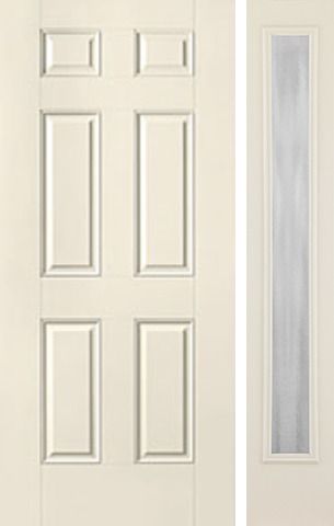 WDMA 40x80 Door (3ft4in by 6ft8in) Exterior Smooth 6 Panel Star Door 1 Side Chinchilla Full Lite Sidelight Flush 1