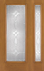 WDMA 40x80 Door (3ft4in by 6ft8in) Exterior Oak Fiberglass Impact Door Full Lite Blackstone 6ft8in 1 Sidelight 1