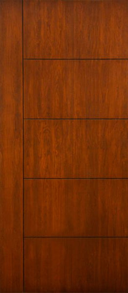 WDMA 42x80 Door (3ft6in by 6ft8in) Exterior Cherry Contemporary Lines Single Vertical Grooves Single Entry Door 1