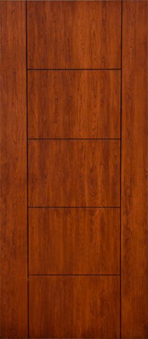 WDMA 42x80 Door (3ft6in by 6ft8in) Exterior Cherry Contemporary Lines Two Vertical Grooves Single Entry Door 1