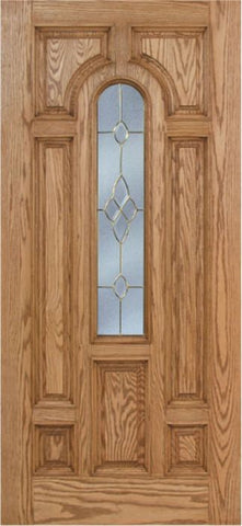 WDMA 42x80 Door (3ft6in by 6ft8in) Exterior Oak Carrick Single Door w/ C Glass - 6ft8in Tall 1