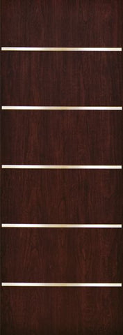 WDMA 42x96 Door (3ft6in by 8ft) Exterior Cherry 96in Contemporary Stainless Steel Bars Single Fiberglass Entry Door FC875SS 1