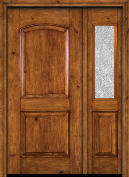 WDMA 44x80 Door (3ft8in by 6ft8in) Exterior Knotty Alder Alder Rustic Plain Panel Single Entry Door Sidelight Rain Glass 1