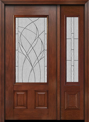 WDMA 44x80 Door (3ft8in by 6ft8in) Exterior Mahogany 3/4 Lite Two Panel Single Entry Door Sidelight Waterside Glass 1