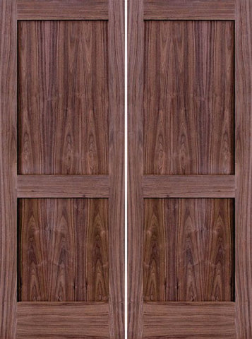 WDMA 48x80 Door (4ft by 6ft8in) Interior Walnut 80in 2 Panel Square Sticking Compression Fit Double Door 1