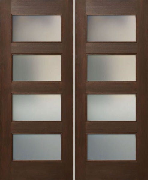 WDMA 48x80 Door (4ft by 6ft8in) Interior Mahogany 80in Four Lite Square Sticking w/Reveal Double Door 1