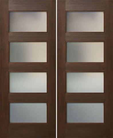 WDMA 48x80 Door (4ft by 6ft8in) Interior Mahogany 80in Four Lite Square Sticking w/Reveal Double Door 1