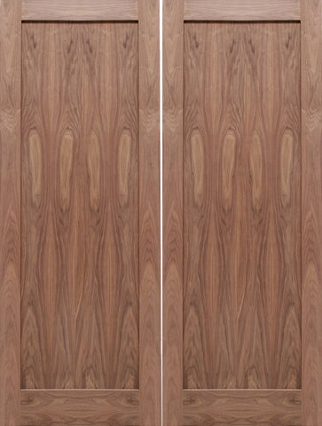 WDMA 48x80 Door (4ft by 6ft8in) Interior Barn Walnut 1-Panel Solid Shaker Style Double Door SH-13 1