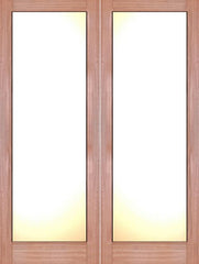 WDMA 48x80 Door (4ft by 6ft8in) Interior Swing Mahogany Full Lite Shaker Style Double Door w/ Matte Glass SH-14 1