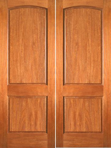 WDMA 48x80 Door (4ft by 6ft8in) Interior Swing Mahogany P-621 2 Panel Arch Top Panel Double Door 1