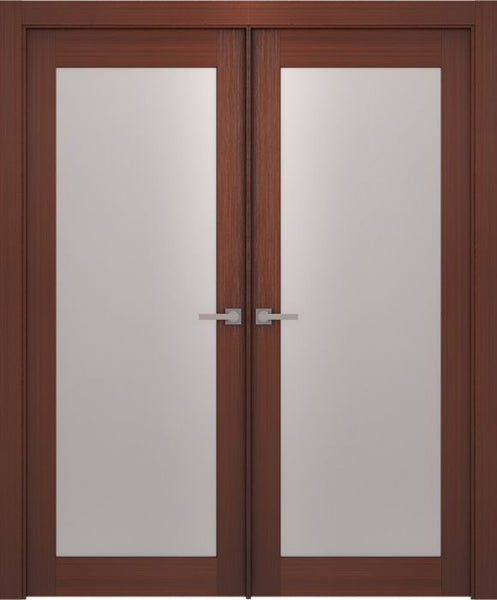 WDMA 48x80 Door (4ft by 6ft8in) Interior Barn Wenge Prefinished 1 Lite French Modern Double Door 1