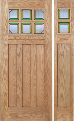 WDMA 48x80 Door (4ft by 6ft8in) Exterior Oak Randall Single Door/1side w/ MO Glass 1