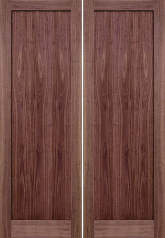 WDMA 48x96 Door (4ft by 8ft) Interior Walnut 96in 1 Panel Square Sticking Compression Fit Double Door 1