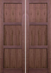 WDMA 48x96 Door (4ft by 8ft) Interior Walnut 96in 3 Panel Square Sticking Compression Fit Double Door 1