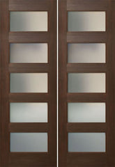 WDMA 48x96 Door (4ft by 8ft) Interior Mahogany 96in Five Lite Square Sticking w/Reveal Double Door 1