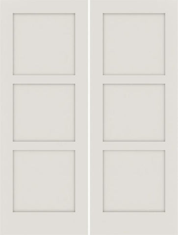 WDMA 48x96 Door (4ft by 8ft) Interior Swing Smooth 96in Primed 3 Panel Shaker Double Door|1-3/4in Thick 1