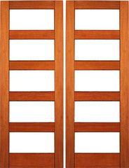 WDMA 48x96 Door (4ft by 8ft) Interior Swing Mahogany RB-04 Contemporary Clear Glass Double Door 1