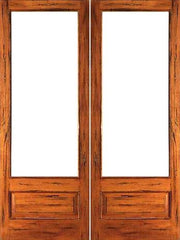 WDMA 48x96 Door (4ft by 8ft) Interior Barn Tropical Hardwood Rustic-1-lite-P/B Solid Wood 1 Panel IG Glass Double Door 1