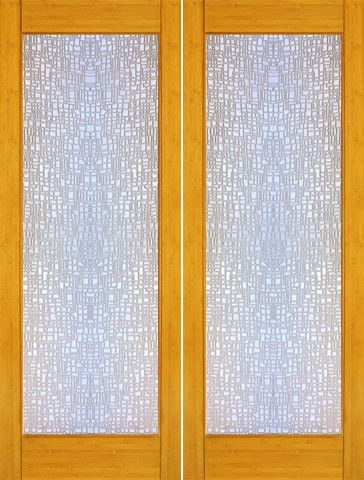 WDMA 48x96 Door (4ft by 8ft) Interior Barn Bamboo BM-36 Contemporary Contempo Glass Double Door 1