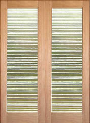 WDMA 48x96 Door (4ft by 8ft) Interior Swing Tropical Hardwood Conemporary Double Door FG-13 Clouds Glass 1