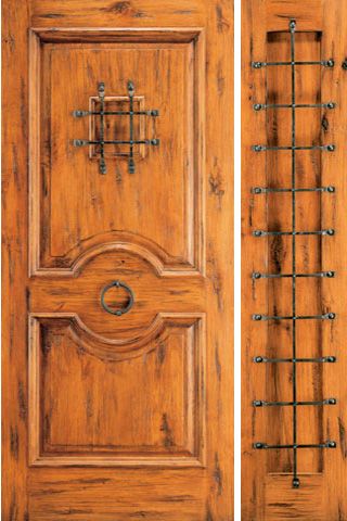 WDMA 50x80 Door (4ft2in by 6ft8in) Exterior Knotty Alder Door with One Sidelight Speakeasy 1