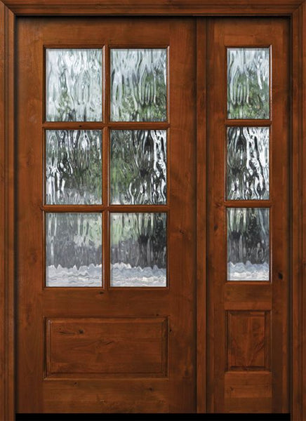 WDMA 50x80 Door (4ft2in by 6ft8in) Exterior Knotty Alder 36in x 80in 6 lite TDL Estancia Alder Door /1side w/Textured Glass 1