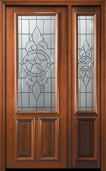 WDMA 50x96 Door (4ft2in by 8ft) Exterior Mahogany 36in x 96in 2/3 Lite Brazos Door /1side 1