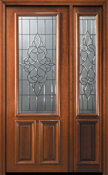 WDMA 50x96 Door (4ft2in by 8ft) Exterior Mahogany 36in x 96in 2/3 Lite Courtlandt Door /1side 1