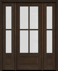 WDMA 52x96 Door (4ft4in by 8ft) Exterior Swing Mahogany 3/4 4 Lite TDL Single Entry Door Sidelights 1