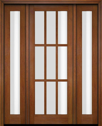 WDMA 52x96 Door (4ft4in by 8ft) Exterior Swing Mahogany 9 Lite TDL Single Entry Door Full Sidelights 4