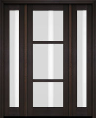 WDMA 52x96 Door (4ft4in by 8ft) Exterior Swing Mahogany 3 Lite Windermere Shaker Single Entry Door Sidelights 2