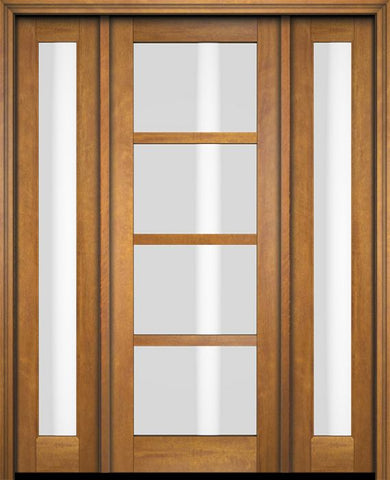 WDMA 52x96 Door (4ft4in by 8ft) Exterior Swing Mahogany 4 Lite Windermere Shaker Single Entry Door Sidelights 1