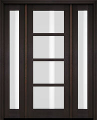 WDMA 52x96 Door (4ft4in by 8ft) Exterior Swing Mahogany 4 Lite Windermere Shaker Single Entry Door Sidelights 2