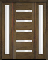 WDMA 52x96 Door (4ft4in by 8ft) Exterior Swing Mahogany Modern Slimlite 501 Shaker Single Entry Door Sidelights 3