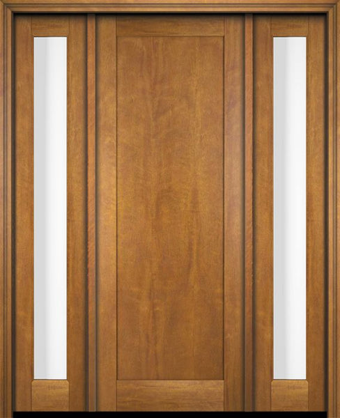 WDMA 52x96 Door (4ft4in by 8ft) Exterior Swing Mahogany Modern Full Flat Cross Panel Shaker Single Entry Door Sidelights 1