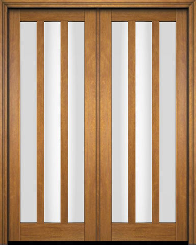 WDMA 52x96 Door (4ft4in by 8ft) Interior Swing Mahogany Modern Slim 3 Glass Shaker Exterior or Double DoorDoor 1